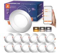 DUSKTEC Smart Downlights for Ceiling, APP & Voice Controlled LED Spot Light | Compatible with Alexa, Warm White to Daylight Dimmable, 68-80mm Cut Out, IP44 Recessed Ceiling Lights, 6W 660LM, 12 PCS