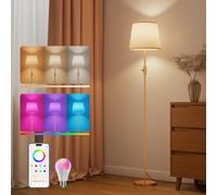 DUSKTEC Smart Floor Lamp for Living Room, RGB Colour-Changing Standing Lamp | 16 million colours, 2700K-6000K tunable white, 1%-100% dimmable, music sync, 1200 lm, woven linen shade, no account required