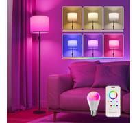 DUSKTEC Smart Floor Lamp RGB for Living Room, Standing Lamp Height Adjustable, Alexa & APP Controlled, Colour Changing Standard Light for Bedroom Warm and Cold White, 10W LED Bulb Included