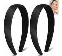 DUSKWINK 2 Pack Wide Soft Headbands for Women | Lightweight Black Hairbands | Comfortable Hair Accessories for Daily Wear and DIY Crafting, Suitable for Girls and Teens