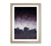 Dusky Mountains In Abstract Modern Framed Print | A2 Oak Framed Wall Art | Ready to Hang | Abstract Landscape Picture | Living Room Bedroom Lounge Office
