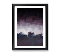Dusky Mountains In Abstract Modern Framed Print | A4 Black Framed Wall Art | Ready to Hang | Abstract Landscape Picture | Living Room Bedroom Lounge Office
