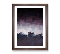 Dusky Mountains In Abstract Modern Framed Print | A4 Walnut Framed Wall Art | Ready to Hang | Abstract Landscape Picture | Living Room Bedroom Lounge Office