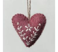 Dusky Pink | Folk Art Floral Heart Ornament | Hanging Decoration | Cracker Gift