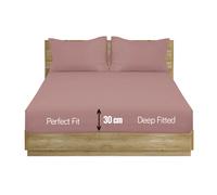 (Dusky Pink, Super-King) Extra Deep Fitted Sheet Bed Sheets- 12 Colours