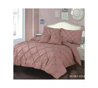 (Dusky Pink, Super King) Pintuck Pleated Alford Egyptian Cotton Mix DUVET COVER SET BEDDING SETS Single DOUBLE KING SUPER KING