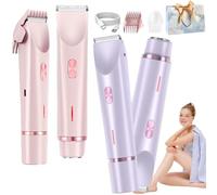 Dusky Razor for Women, Proustore The Glide Pro 3.0 Razor for Women, 2 in 1 Electric Bikini Trimmer Shaver Razors, Ipx7 Waterproof, Wet & Dry Use, for Leg Arm Underarm (A-Pink+Purple)