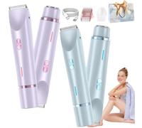 Dusky Razor for Women, Proustore The Glide Pro 3.0 Razor for Women, 2 in 1 Electric Bikini Trimmer Shaver Razors, Ipx7 Waterproof, Wet & Dry Use, for Leg Arm Underarm (A-Blue+Purple)