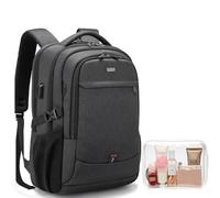 DUSLANG 17 Inch Laptop Backpack for Travel Water Resistant College Backpack for Men with USB Charging Port Clear Toiletry Bag