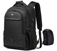 DUSLANG 17 Inch Laptop Backpack for Travel Water Resistant College Backpack for Men with USB Charging Port Rain Cover,Black