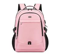 DUSLANG 17 Inch Laptop Backpack for Travel Water Resistant College Backpack for Men with USB Charging Port, Pink