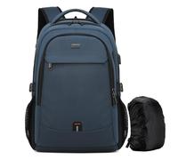 DUSLANG 17 Inch Laptop Backpack for Travel Water Resistant College Backpack for Men with USB Charging Port Rain Cover-Blue