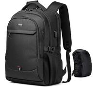 DUSLANG 17 Inch Laptop Backpack for Travel Water Resistant College Backpack for Men/Women Laptop Bag with USB Charging Port Rain Cover, Black