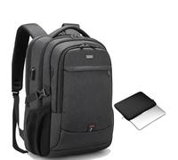 DUSLANG 17 Inch Laptop Backpack for Travel Water Resistant College Bookbag for Men/Women Laptop Bag with USB Charging Port and Tablet Sleeve Bag Compatible Protective Case, Black