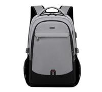 DUSLANG 17 Inch Travel Laptop Backpack Water Resistant College Backpack for Men/Women Laptop Bag with USB Charging Port, Light Grey and Black, Light Grey and Black, 17", Backpack