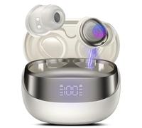 DUSONLAP Wireless Earbuds, Mini Sleep Earbuds Bluetooth 5.4 Headphones In Ear Noise Cancelling Mic, 47H Playtime Ear Buds, IPX7 Waterproof Earphones, LED Display, Touch Control, USB-C, Off-White, 2025