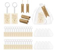 DUSPIRO 30 Set Employee Appreciation Gifts Thank You Colleague Gifts Inspirational Wooden Keychain with Organza Bags Cards Christmas New Year Gifts for Colleagues Teacher Coworker Staff Doctor