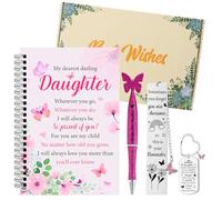DUSPIRO Daughter Gifts Set from Mum Dad, 4 Pcs Inspirational Gifts for Daughter Include Notebook Bookmark Pen Keyring Daughter Birthday Christmas New Year Graduation End of Term Gifts