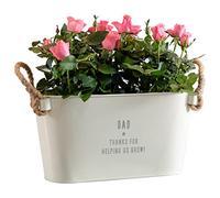 Dust and Things Engraved Flower Planter 'Thanks For Helping Us Grow' - Unique Indoor Outdoor Metal Plant Pot - Fathers Day or Birthday Gift for Dad - Small
