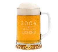 Dust and Things Engraved Tankard - 2004 Year of The Legend Design - 21st Birthday Gifts for Men - 20oz Glass Stein