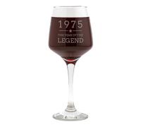 Dust and Things Engraved Wine Glass - 1975 Year of The Legend Design - 50th Birthday Gifts for Men Him - 400ml Goblet