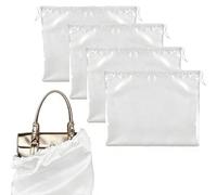Dust Bag for Handbags, 4 Pcs Premium Drawstring Storage Bags - White, Soft Polyester Blend with Drawstring Closure Eusable Protective Covers for Purses Luxury Bags Accessories