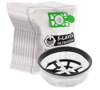 SPARES2GO Microfibre Dust Bags + Cloth Filter for Numatic Henry Hetty James Vacuum Cleaners (Pack of 10 + Filter)