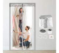 Dust Barrier, Plastic Zipper Magnetic Door Dust Protection Kit, Construction Door Cover with Zipper for Kitchen, Bathroom, Hallway Remodel, House Renovations, Fit Standard Doorway 4'W x 7.5'H (Grey)