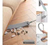 Dust Brush Under Appliance Microfiber Duster with Extension Pole (40 to 55 inches) Bendable, Washable, Extendable Gap Dusters for Sofa Bed Furniture Bottom - Wet or Dry Gray