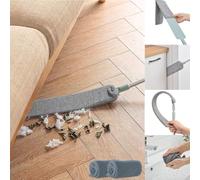Dust Brush Under Appliance Microfiber Duster with Extension Pole (40 to 55 inches) Bendable, Washable, Extendable Gap Dusters for Sofa Bed Furniture Bottom - Wet or Dry Gray