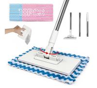 Dust Cloth Changing Mini Mop Magic, Lazy Snap Grip Mini Mops Clip On, Zero Touch Click Flat Mops, Automatic Disposable Hands Free Push Pull Mop Cleaning Tools Floor Window Bathroom Kitchen(18 Cloths)