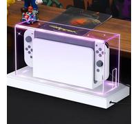 Dust Cover with 16 LED Colors Light Base Compatible with Nintendo Switch 2, Acrylic Display Case Anti-Scratch Waterproof Dock Cover, Accessories for Switch 2