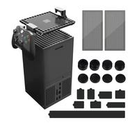 Dust Filter Cover for Xbox Series X, AOLION Xbox Series X Accessories, 21PCS Xbox Accessories with 1 Top Dust Filter Cover, 2 Holders, 2 Back Dust Filter Covers, 8 Silicone Plugs and 8 Thumb Grip Caps