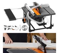 Dust-Free Table Saw 2000W with Trimmer, 8.5 Inch Wood Blades, 5000r/min, Adjustable Angle Cutting, Extendable Tabletop up to 80cm for DIY Woodworking