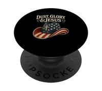 Dust Glory and Jesus Western Cowboy Hat Cross American Flag PopSockets Adhesive PopGrip