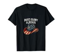Dust Glory and Jesus Western Cowboy Hat Cross American Flag T-Shirt
