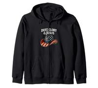 Dust Glory and Jesus Western Cowboy Hat Cross American Flag Zip Hoodie