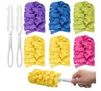 Dust Magnet, Duster Refill, 8pcs Flash Dust Magnet Set With 6 Reusable Microfibre Pads and 2 Extension Handles, Effective Removal for Household Surfaces, Dust Removal, Hair and Fine Dirt