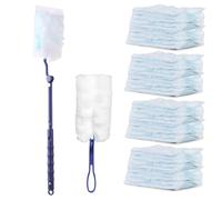 Dust Magnet Refills Kit with 1 Long Handle & 1 Short Handle, 40 Pcs Extendable Disposable Duster Heads, Electrostatic Dirt Removal, Fluffy Flash Dust Magnet Refill for Cleaning Office, Home,Car,Blinds