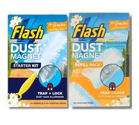 Dust Magnet Starter Kit (4 Pads 1 Duster) - Mrs Hinch Vacay Vibes Edition in Orange Blossom & Coastal Cypress Scent Complete Cleaning Set with Dust Magnet Handle and 9 Scented Refills