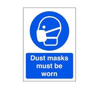 Dust masks must be worn - safety sign, ppe clothing, ppe - 1.2mm Rigid plastic for indoor/outdoor usage (300mm x 200mm) Viewing Distance within 7m.