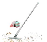 Dust Mop- Hands-Free Mini Mop With Automatic Cloth Changing, Compatible With Reusable Towels & Wipes, Stainless Steel Handle, Portable Cleaning Tool, Hands Free Pad Change System