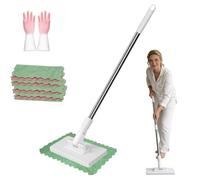 Dust Mop Magic, Zero-Touch Mini Mops, Convenient Automatic Cloth Changing Lazy Mop Clip On, No Wash, 360° Rotation Retractable Gap, Wet and Dry with Sweeping Cloths (1 mop 20 cloths)