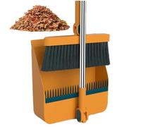 Dust Pan and Brush Set Dense Bristles, Ergonomic Design, 180 Degree | Mini Broom And Dustpan Set Dense Bristles Ergonomic Soft EVA Foam Handle for Bathroom Lobby Garage Dining Room