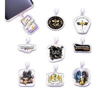 Dust Plug Charms for E-Reader, Funny Theme Charm Compatible with Type C Charging Port, Gift Book Lover Readers Men Women Teachers Students, Decorating Accessories E-Reader 9 Pcs
