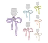 Dust Plugs - Type C Port Dust Plug Covers, Earphone Pvc Dust Plug, Bow Charging Port Protector 6 Pieces Plug Cover,Zinc Alloy Protective Cellphone Charm Tiny Phone Decor, For Women & Men a