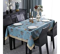 Dust-proof Dining Table Cloth, Retro Art Vinyl Table Mat, Lace Fabric Coffee Table Cloth, 140x240cm Rectangular Table Cloth, Home Restaurant Decorative Table Cloth (Blue 110 * 170cm)
