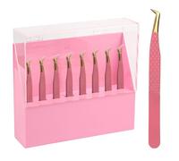 Dust-proof Tweezers Holder Lash Extension Supply Stand Holder Durable 8 Holes Tweezers Storage Holder for Eyelash Extensions Supplies Acrylic Display Stand Salon (Pink)