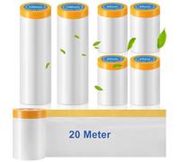 Dust Sheet Masking Film 6 Rolls, Tape and Drape Pre-Taped Masking Film, Plastic Dust Sheets Roll, Plastic Sheets for Painting Wall Auto Decoration Furniture Cabinet-0.55m x 20m, 1.5m x 20m(HxL)