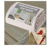 Dust Sheets for Painting & Decorating 12ft x 6ft - Laminated Cotton with Polythene Backing - Waterproof, Reusable Drop Cloths for Furniture, Floor & DIY Home Renovation(1xLT129)